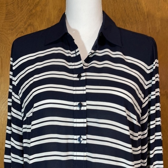 Talbots Strioed Buttondown Tunic - EUC - Picture 2 of 6